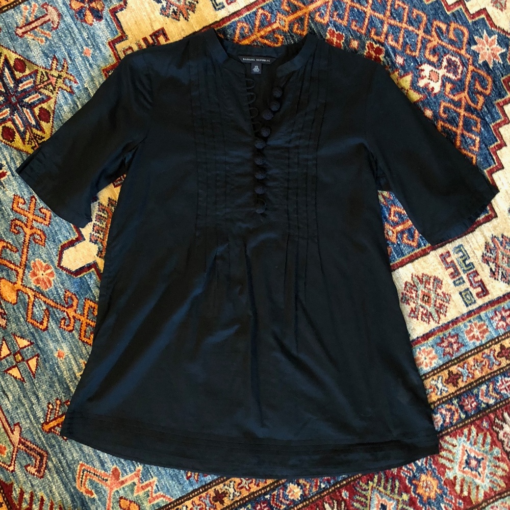 Banana Republic Black Henley Tunic Casual Top XS